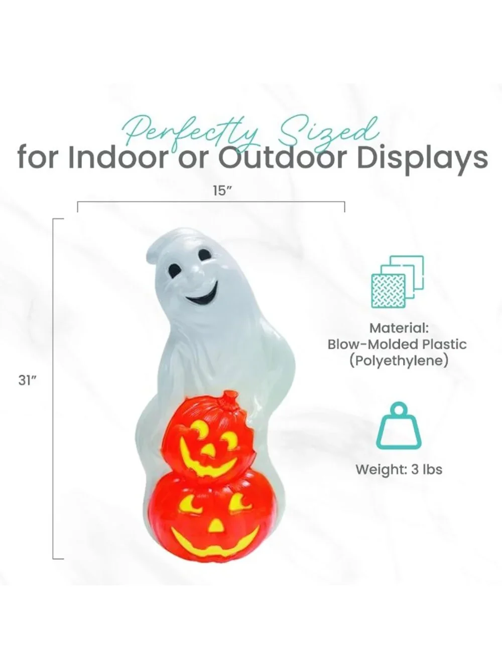 60W Light Up Ghost & Pumpkin Halloween Garden Statue - Outdoor Decor